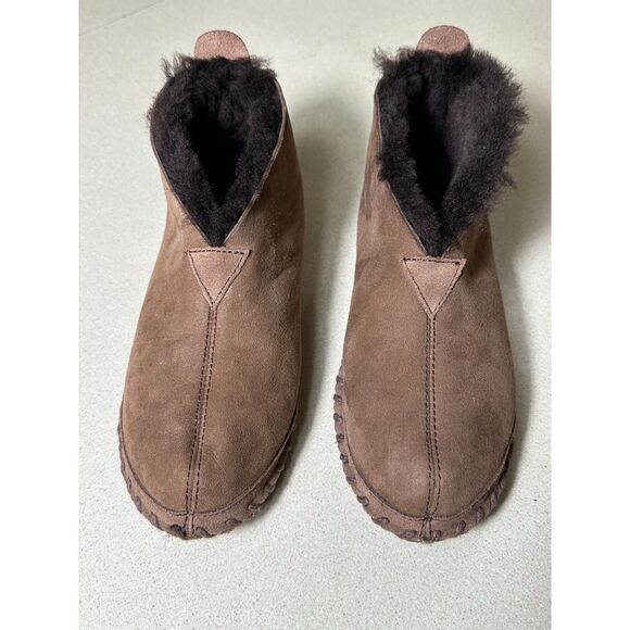 LL Bean Women's Chocolate Brown Wicked Good Fleece Lined Booties/Slippers Size 8 - Picture 1 of 6